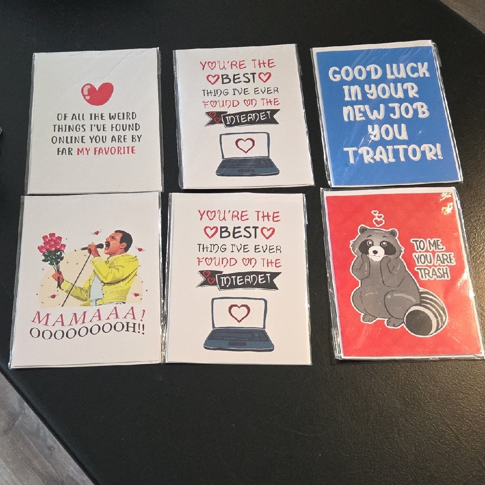 Set of 6 Humorous Greeting Cards All Brand New